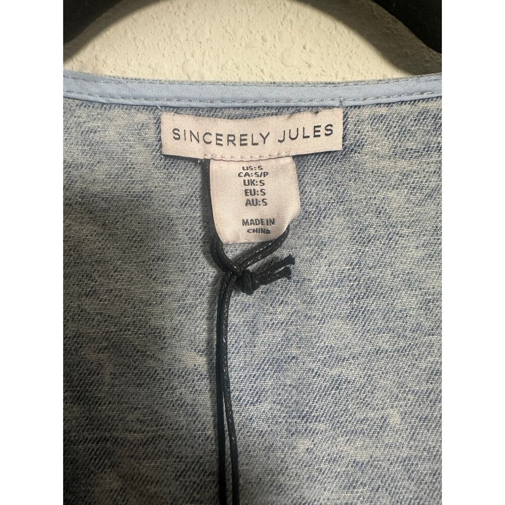 Sincerely Jules cropped tank vnck denim vest acid wash Size small NWT - Picture 5 of 8
